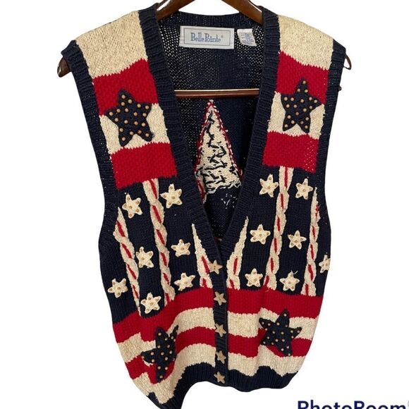 Vintage Belle Pointe Patriotic Vest - Unique - Size Medium/Large - Picture 1 of 5